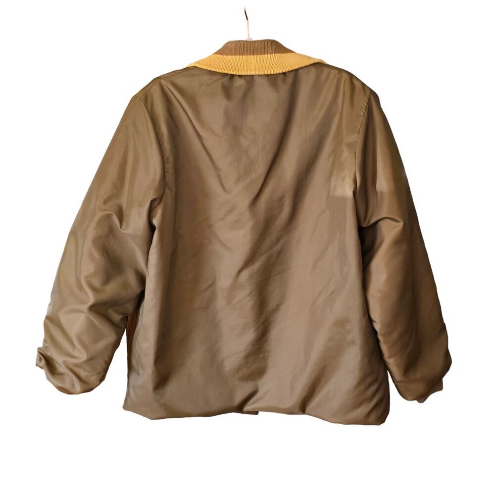 Vtg Sears Oakbrook Sportswear Mens Work Jacket Brown LG Faux Fur Lining - Picture 10 of 10